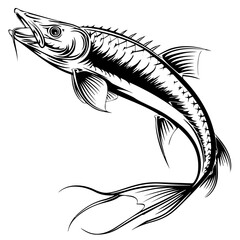 Wall Mural - Sturgeon Fish Black Vector Illustration