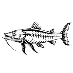 Wall Mural - Sturgeon Fish Black Vector Illustration