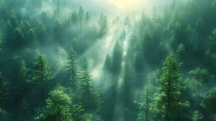 Poster - Misty Forest Sunrise