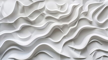 Wall Mural - Abstract White Curved Shapes 3D Wall Panel Architectural Design