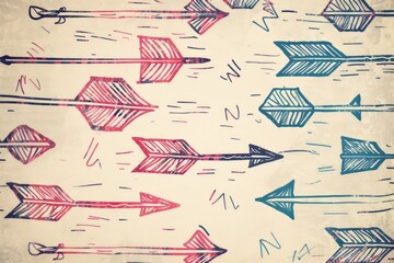 Poster - Group of arrows drawn on a piece of paper, illustration or graphic design concept