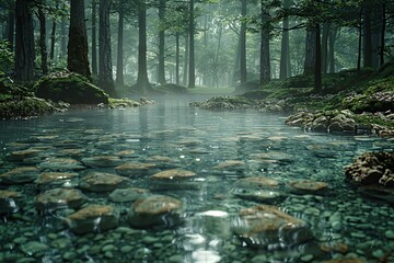 Wall Mural - Misty Forest Stream