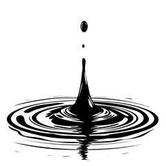 Wall Mural - Water Droplet Falling into Ripple Vector Illustration