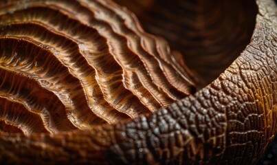 Wall Mural - Closeup of a textured, brown surface. AI.