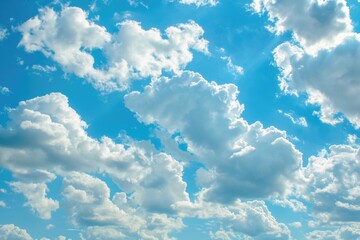 Poster - A plane soaring through a cloudy blue sky