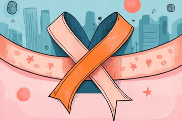 Awareness ribbon against a financial backdrop highlighting the importance of funding for health research and patient support.