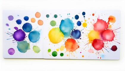 Wall Mural - childrens worksheet with colorful paint splashes clipart watercolor illustration vibrant and educational isolated on white background