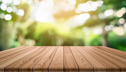 Wall Mural - the empty wooden table top with blur background