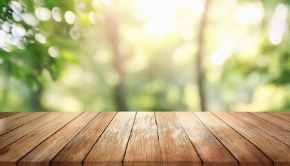 Wall Mural - the empty wooden table top with blur background