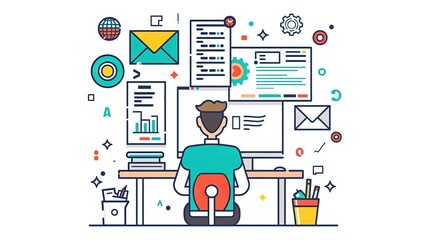 Web Developer Working at His Computer
