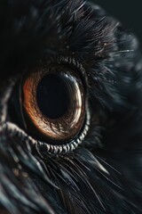 Canvas Print - A detailed view of a black bird's eye, suitable for use in wildlife or nature-related contexts