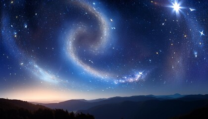 Wall Mural - a dreamy depiction of a starry night sky with swirling galaxies and constellations