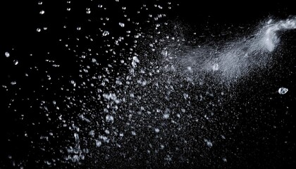 Wall Mural - abstract splashes of water on a black background freeze motion of white particles rain snow overlay 