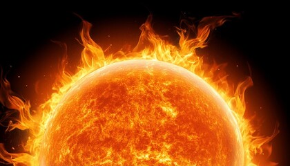 Poster - glowing sun in flames on transparent background