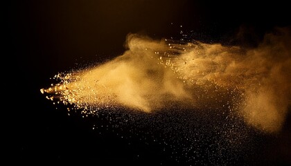 Wall Mural - freeze motion of golden powder exploding or throwing golden powder