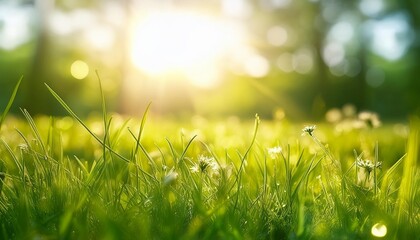 Canvas Print - sunlit meadow vibrant and refreshing image captures essence of nature in spring or summer lush green meadow serves as picturesque background radiating with beauty of outdoors