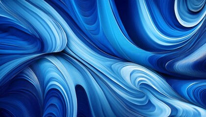 Poster - swirling blue abstract composition with dynamic lines and textures