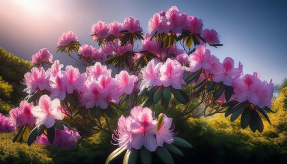 Wall Mural - rhododendron flowers in full bloom during springtime