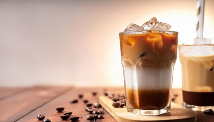 Wall Mural - iced latte iced espresso coffee it is a beverage made up of coffee milk and ice