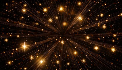 Canvas Print - matrix of golden stars travel in space abstract animation