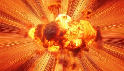 Wall Mural - pop art comics fire flame explosion boom effect horizontal wallpaper background