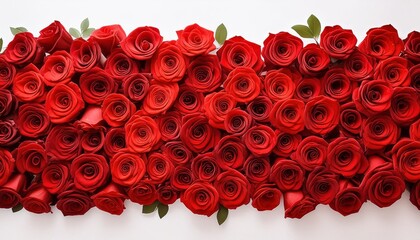 Wall Mural - seamless red floral flower on white background elegant and passionate vibrant red roses in full bloom