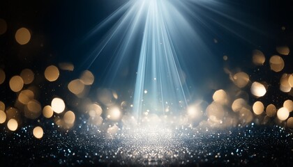 Wall Mural - blue sparkle rays lights with bokeh elegant abstract background dust sparks background