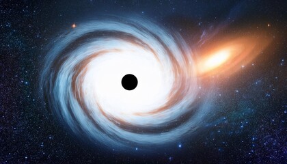 Wall Mural - a black hole at the center of a galaxy with swirling stars and gas