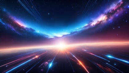 Poster - captivating neon galaxies and glowing cosmos expansive sci fi space visualization