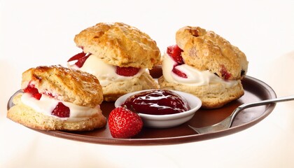 Wall Mural - scones with strawberry jam and cream devonshire tea