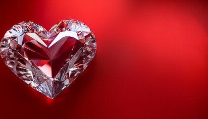 Wall Mural - valentine s day diamond heart shape on romantic red background