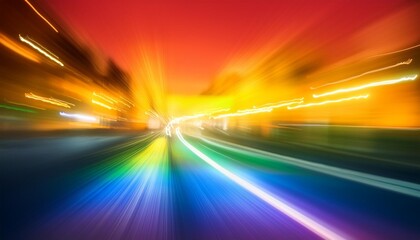 Canvas Print - blurred motion effect of pride colors in the night