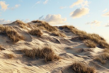 Wall Mural - A sandy dune covered with grass at the top, suitable for use in nature-themed designs or landscapes