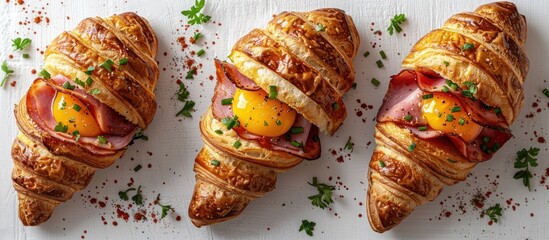 Sticker - Three Croissants with Ham, Egg and Chives