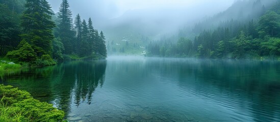 Poster - Misty Morning Lake in the Mountains