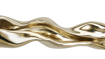 Canvas Print - Dynamic 3D gold wave shape isolated for seamless integration into transparent background designs