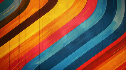 Wall Mural - Vivid Retro Waves: A vibrant abstract background with bold, colorful stripes in a retro design.