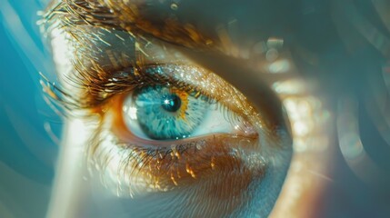 Wall Mural - A close-up shot of a person's blue eye, ideal for use in beauty or medical context