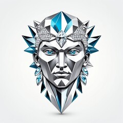 Wall Mural - diamond shiny apollo head 3d art logo in plain white background 7