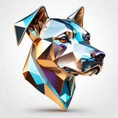 Wall Mural - diamond shiny dog head 3d art logo in plain white background 57