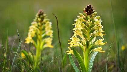 Wall Mural - lizard orchid or himantoglossum hircinum blooming on a meadow