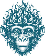 Wall Mural - monkey tattoo vector