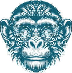 Wall Mural - monkey tattoo vector