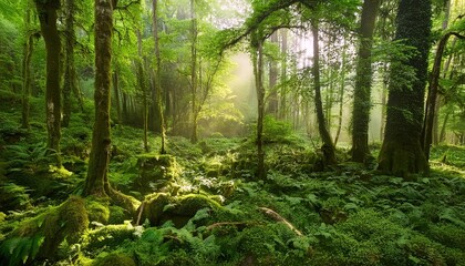 Wall Mural - a lush forest alive with the sounds of wildlife