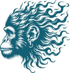 Wall Mural - monkey tattoo vector