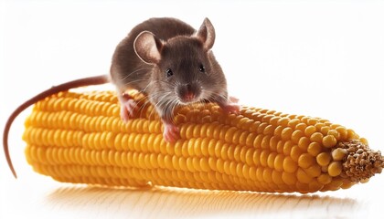 Wall Mural - autumn delight a cute mouse enjoying sugar corn