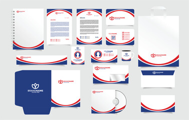 Wall Mural - modern stationery design template with red blue and white colors. corporate identity stationery. vector template for office stationery with creative design illustration.