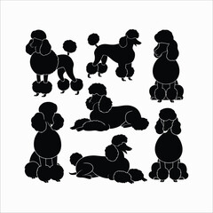 Poodle dog silhouette set animals vector template