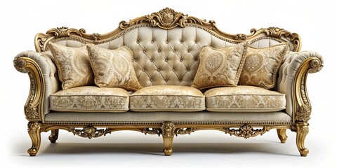 Sticker - Luxurious sofa with intricate detailing and plush upholstery, luxury, sofa, furniture, elegant, comfortable, interior