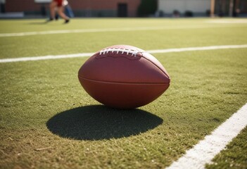 Wall Mural - Close-up, American football on the ground, summer, urban, bright scene